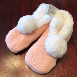 Gymboree Pink Pom-Pom Slippers, Size M, NWT